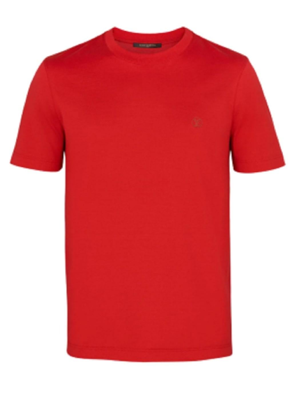 Louis Vuitton Red Embroidered Logo T-shirt

- Red, soft cotton Louis Vuitton t-shirt
- Small, embroidered red circular LV logo
- Round-neck neckline

Materials:
100% Cotton

Made in Italy
Gentle dry-clean only

PLEASE NOTE, THESE ITEMS ARE PRE-OWNED