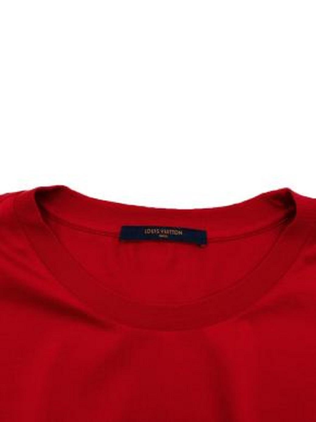 Louis Vuitton Classic Embroidered Logo Red Cotton T-Shirt For Sale 5
