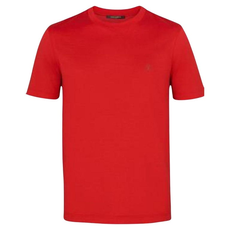 Louis Vuitton Classic Embroidered Logo Red Cotton T-Shirt For Sale at  1stDibs