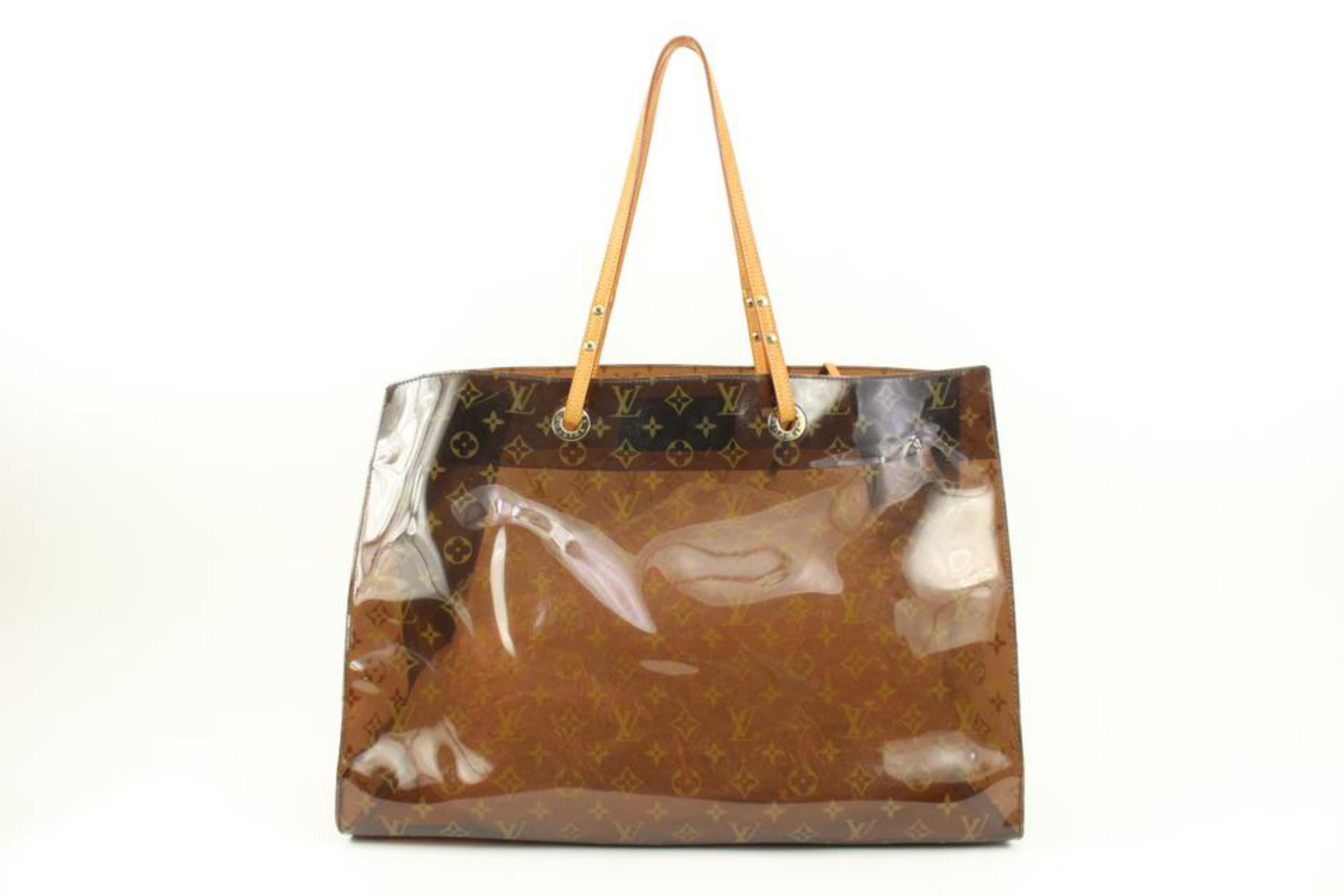 Louis Vuitton Clear Monogram Ambre Cabas Cruise GM Translucent Tote w Pouch  In Good Condition In Dix hills, NY