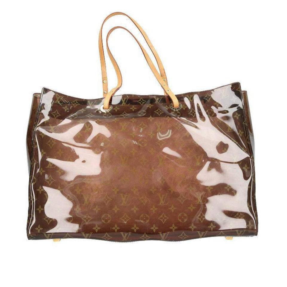 Brown Louis Vuitton Clear Monogram Ambre Sac Cabas Cruise GM Tote Bag with Pouch 