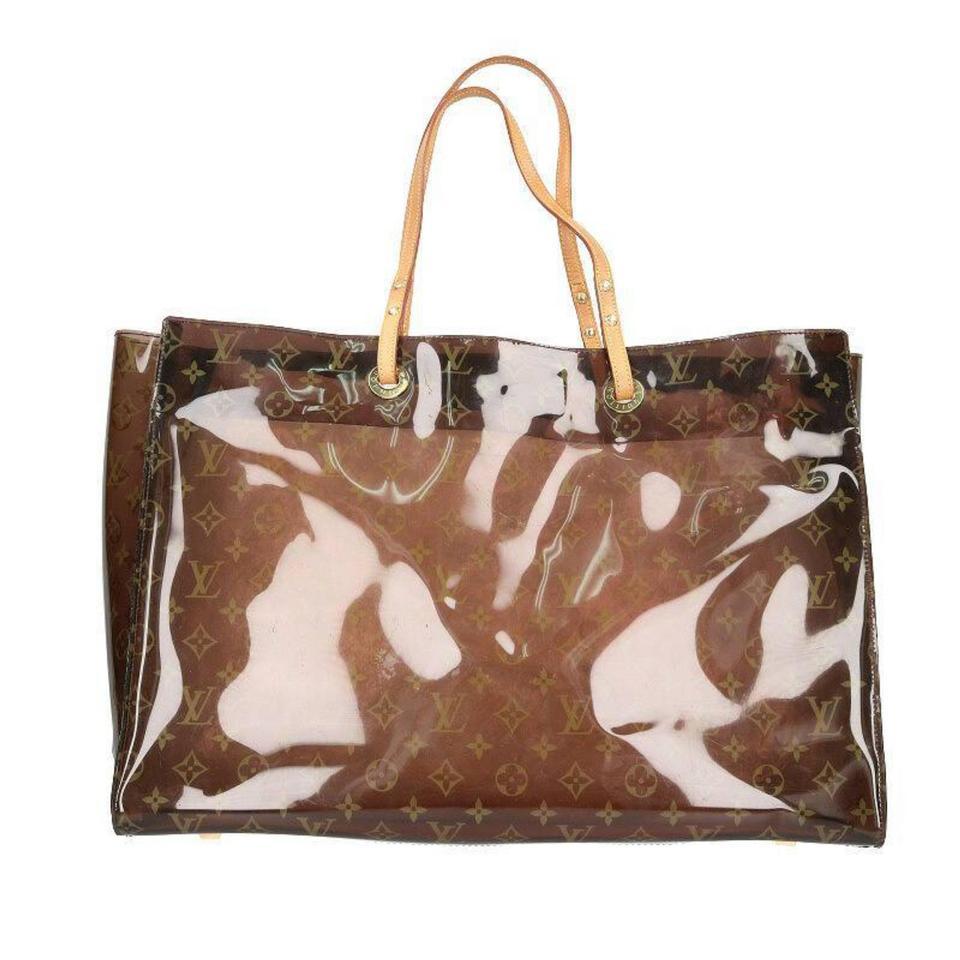 Louis Vuitton Clear Monogram Ambre Sac Cabas Cruise GM Tote Bag with Pouch  In Good Condition In Dix hills, NY