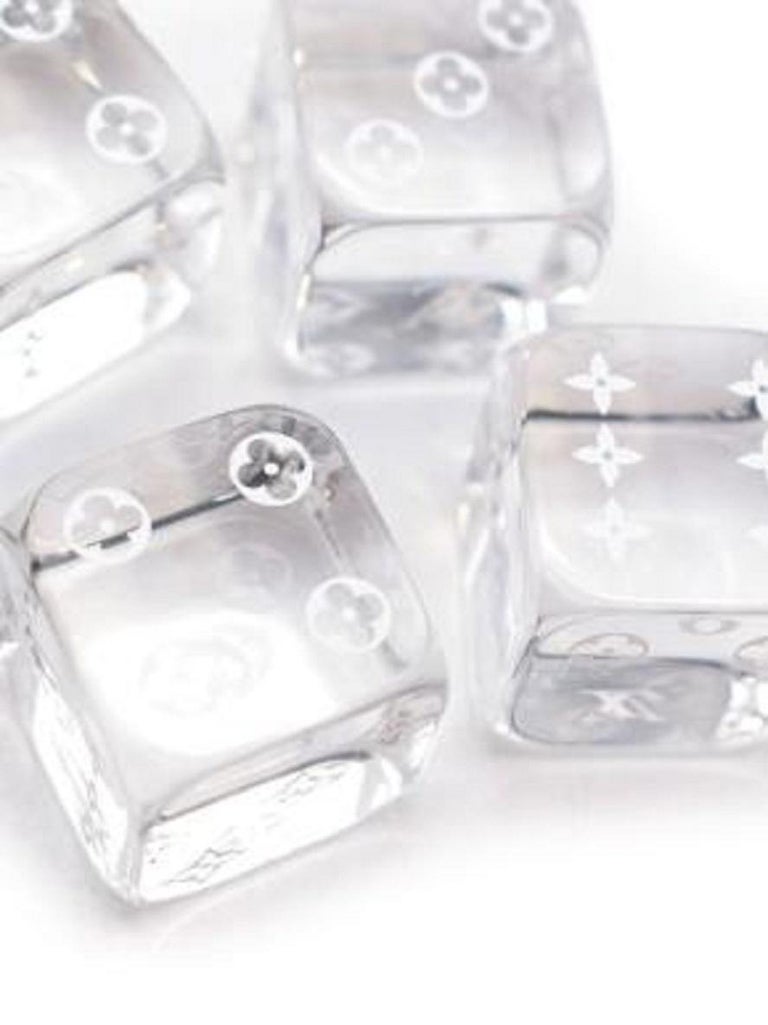 Louis Vuitton Clear Monogram Flower Glass design Dice set Novelty with box