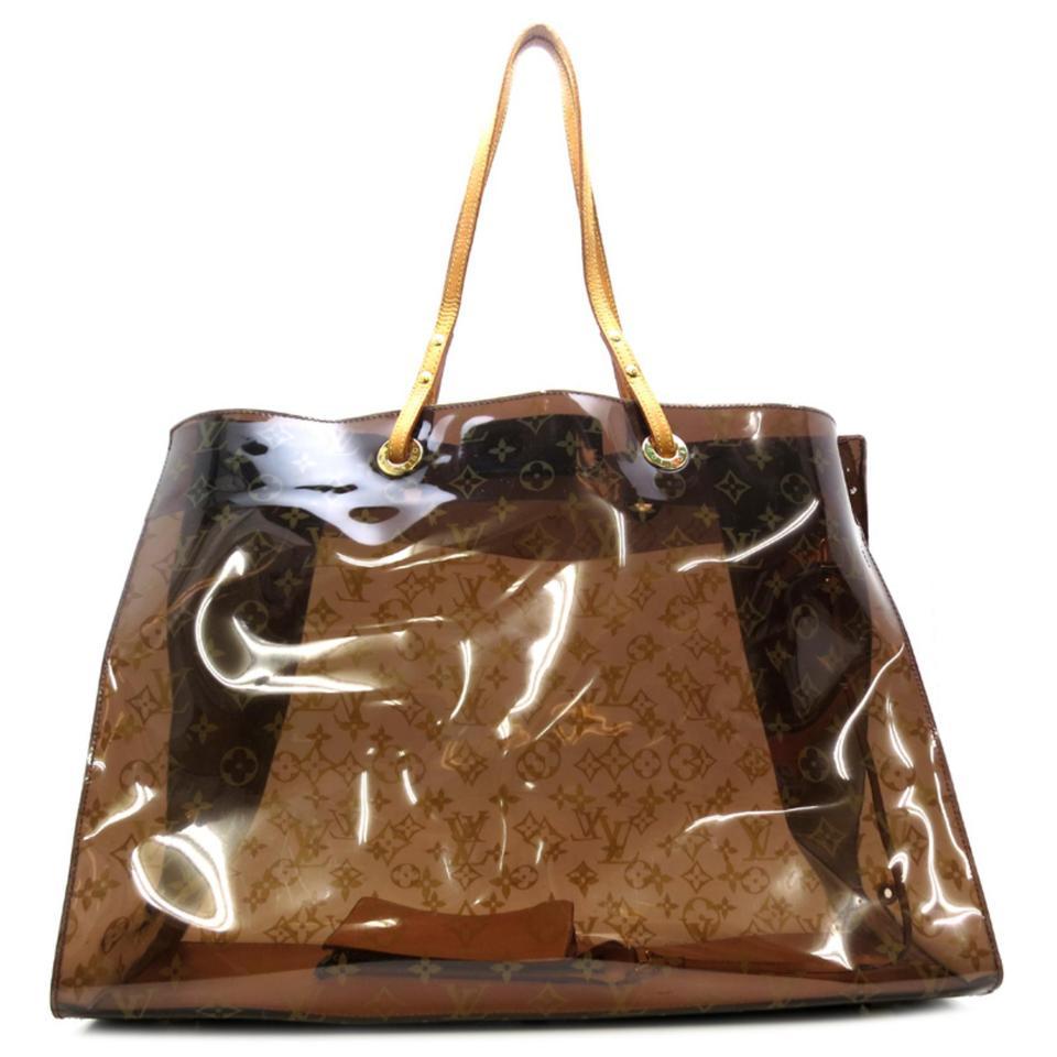 Louis Vuitton Clear Monogram Sac Cabas Cruise Ambre GM Tote Bag with Pouch For Sale 3
