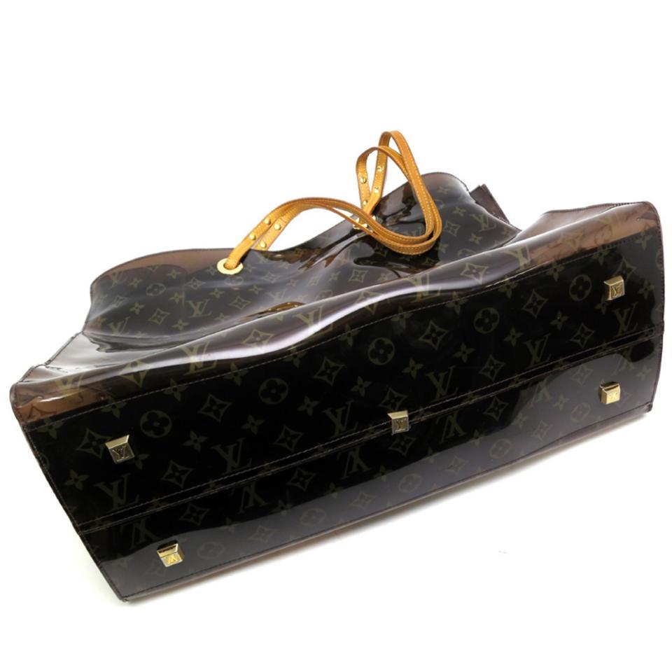 Women's Louis Vuitton Clear Monogram Sac Cabas Cruise Ambre GM Tote Bag with Pouch