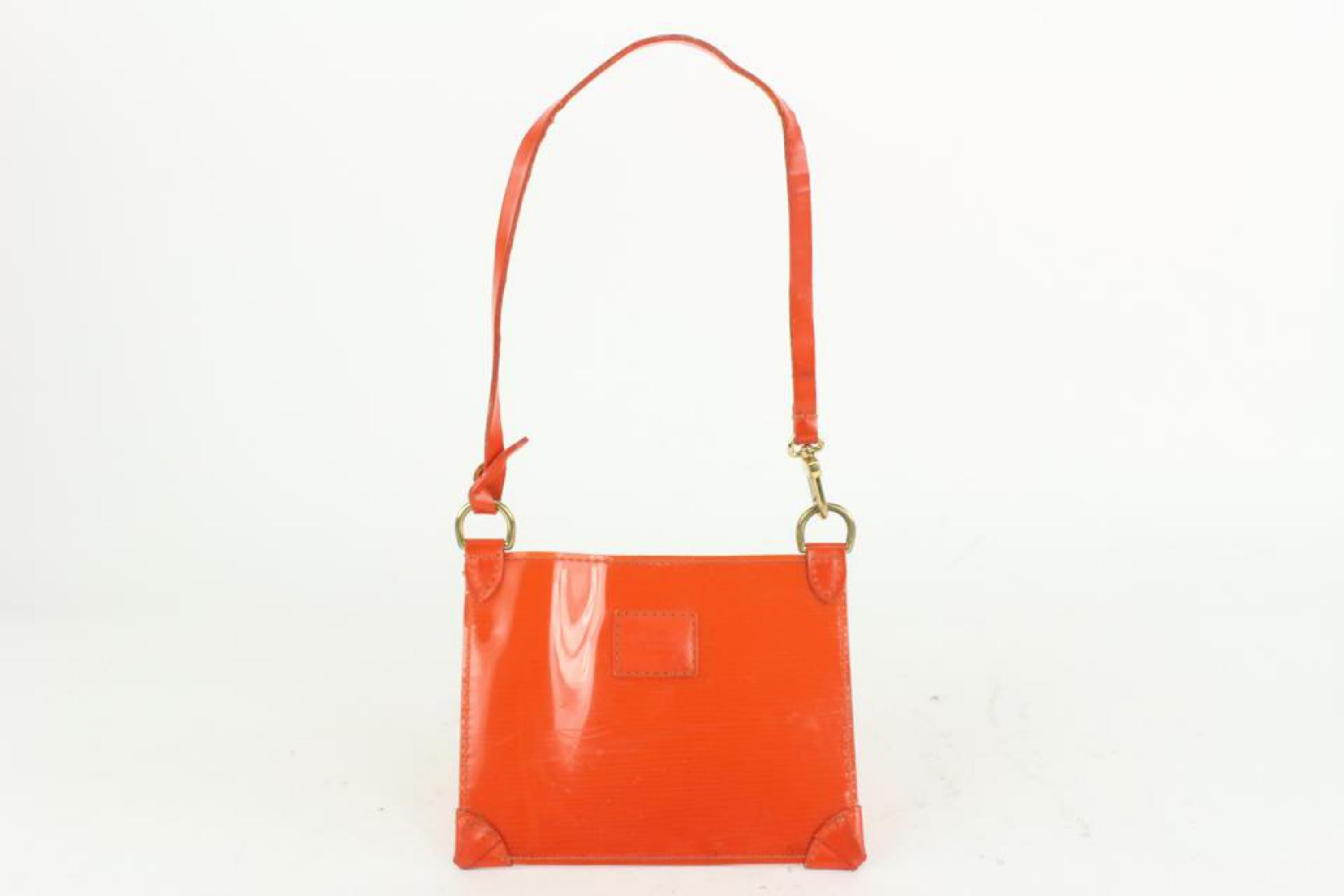 Red Louis Vuitton Clear Orange Epi Plage Pochette Accessoires Wristlet Pouch 923lv10