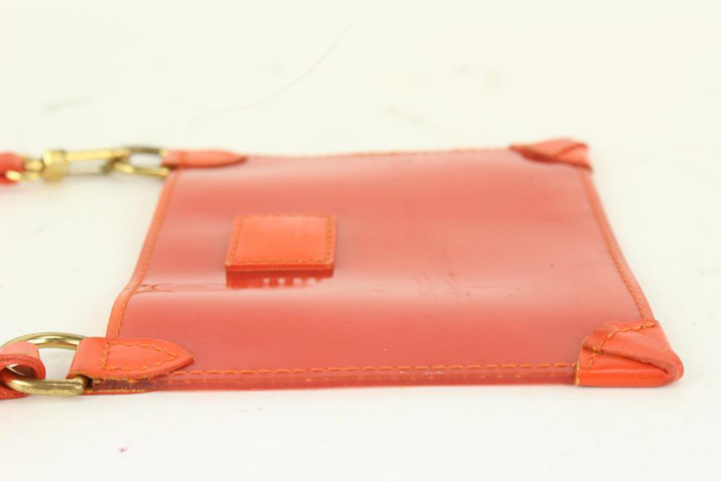 Louis Vuitton Clear Orange Epi Plage Pochette Accessoires Wristlet Pouch 923lv10 In Fair Condition In Dix hills, NY