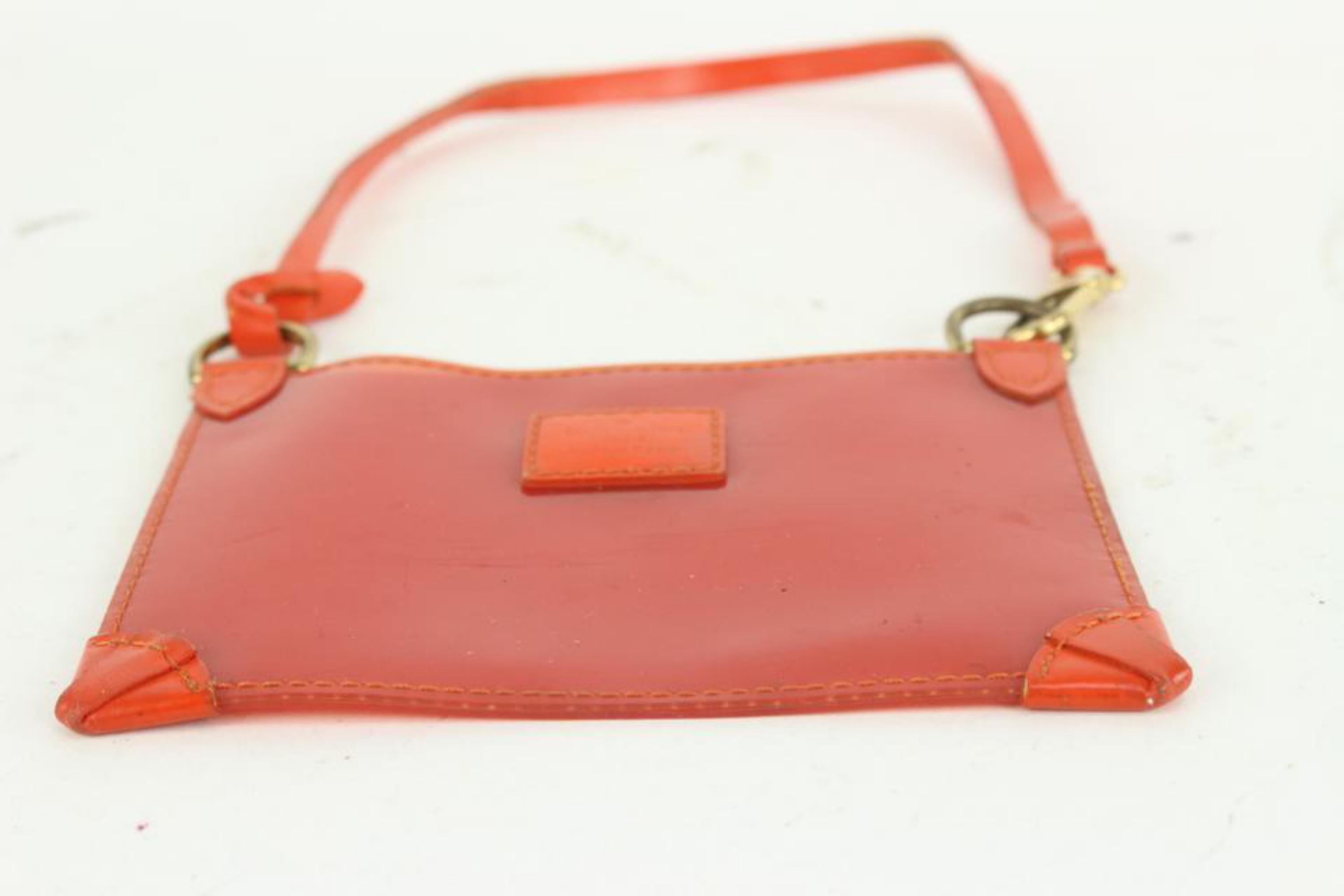 Women's Louis Vuitton Clear Orange Epi Plage Pochette Accessoires Wristlet Pouch 923lv10