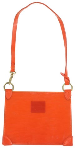 Louis Vuitton Clear Orange Epi Plage Pochette Accessoires Wristlet Pouch 