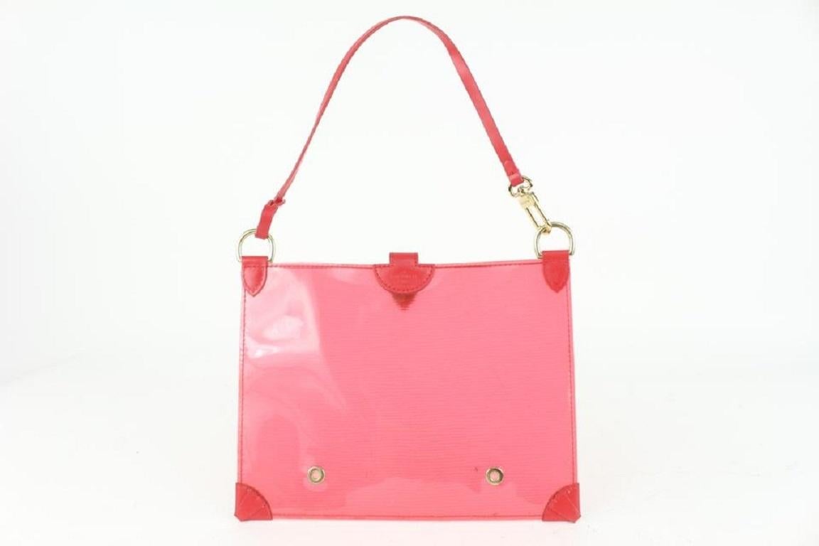 Women's Louis Vuitton Clear Red Epi Leather Plage Clear Pochette Accessoires 1015lv31 For Sale