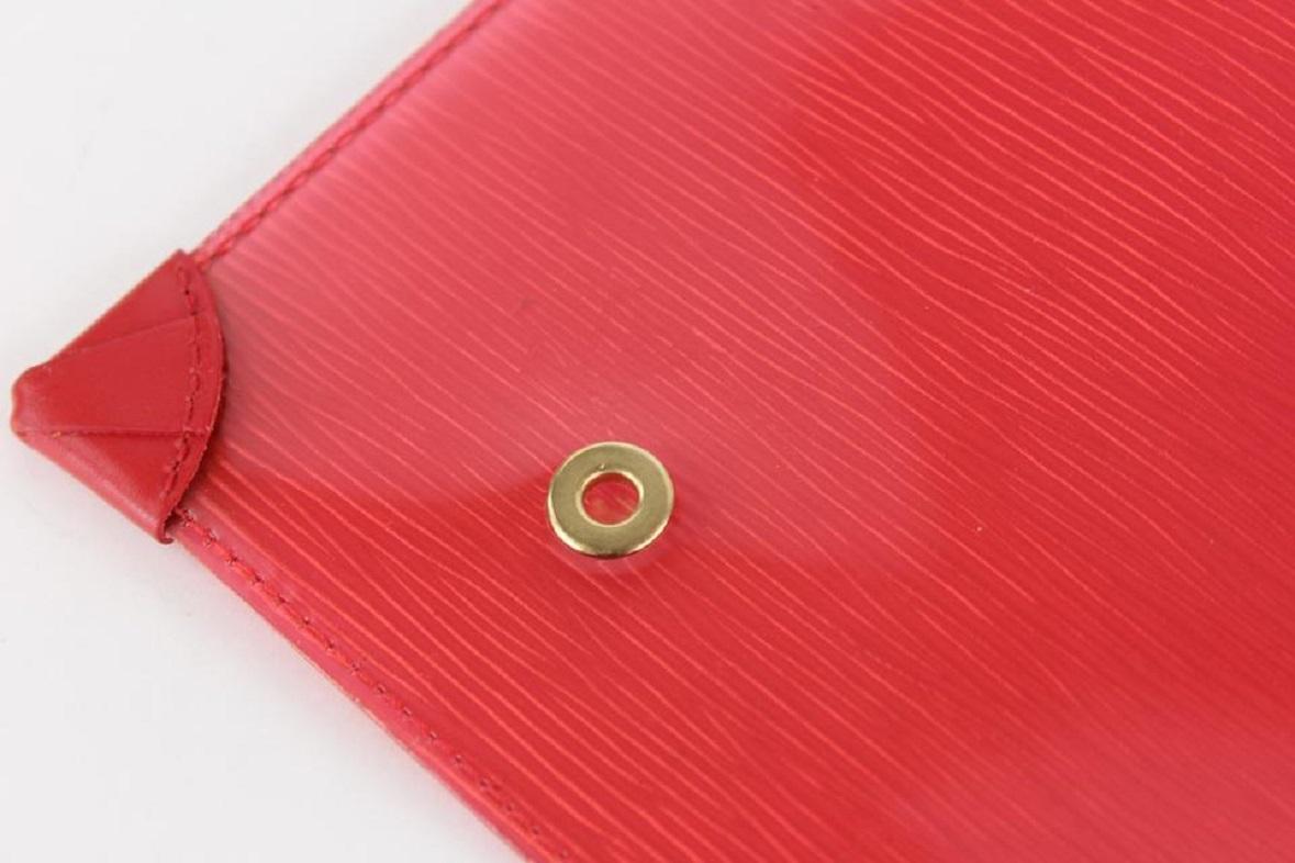 Rose Louis Vuitton - Pochette, bracelet et accessoires de pochette translucide en épi rouge transparent 3LVS en vente