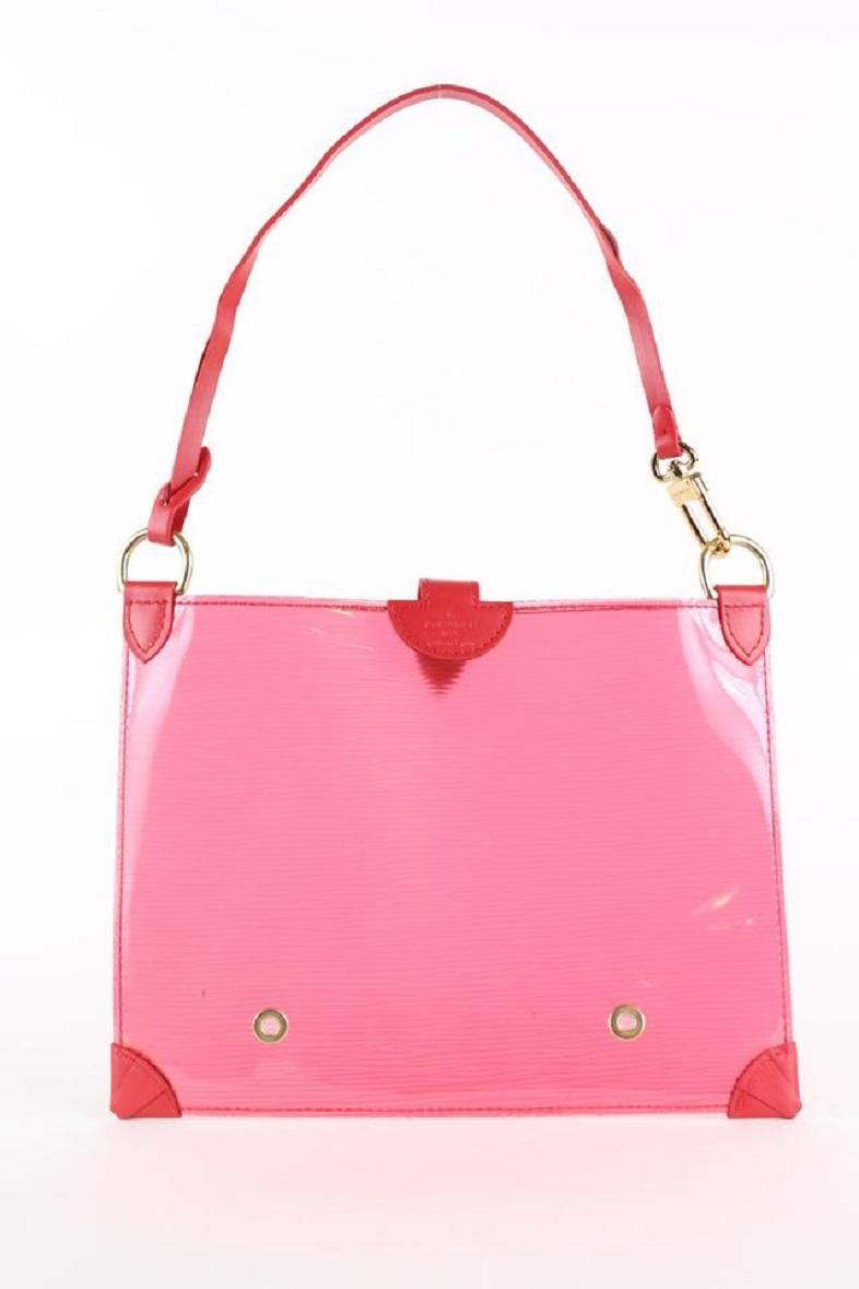 Pink Louis Vuitton Clear Red Epi Plage Translucent Pochette Accessories Wristlet 3LVS For Sale