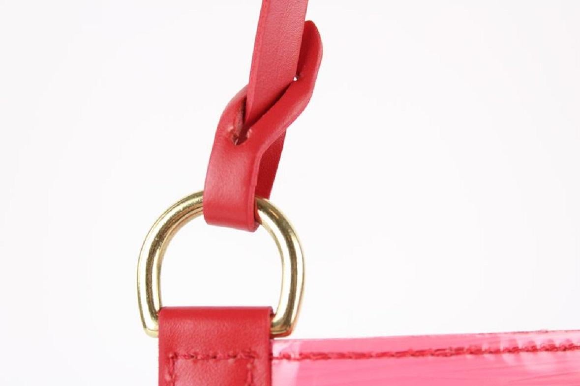 Louis Vuitton Clear Red Epi Plage Translucent Pochette Accessories Wristlet 3LVS For Sale 2