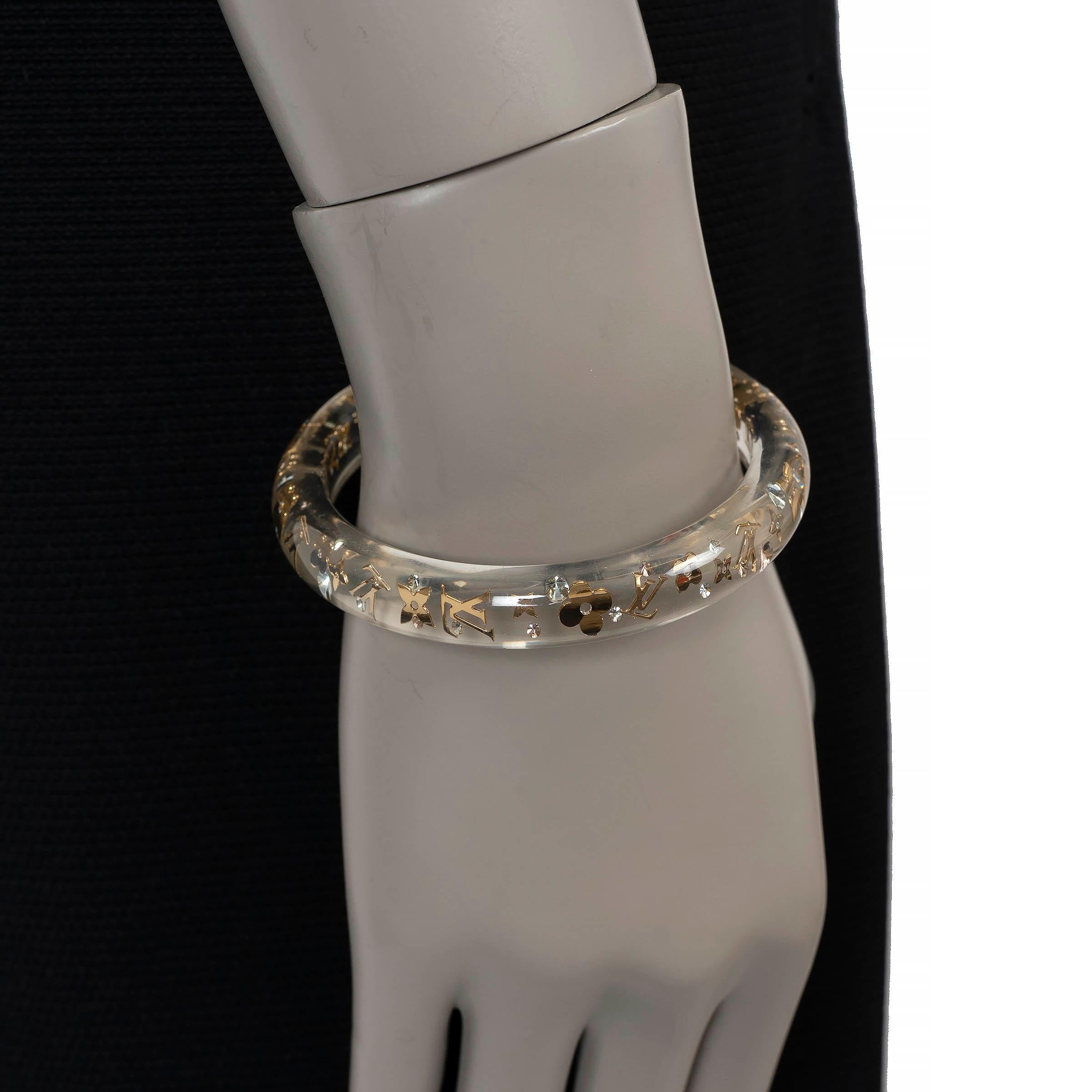 LOUIS VUITTON clear resin INCLUSION MONOGRAM NARROW Bangle Bracelet In condizioni ottime in vendita a Zürich, CH