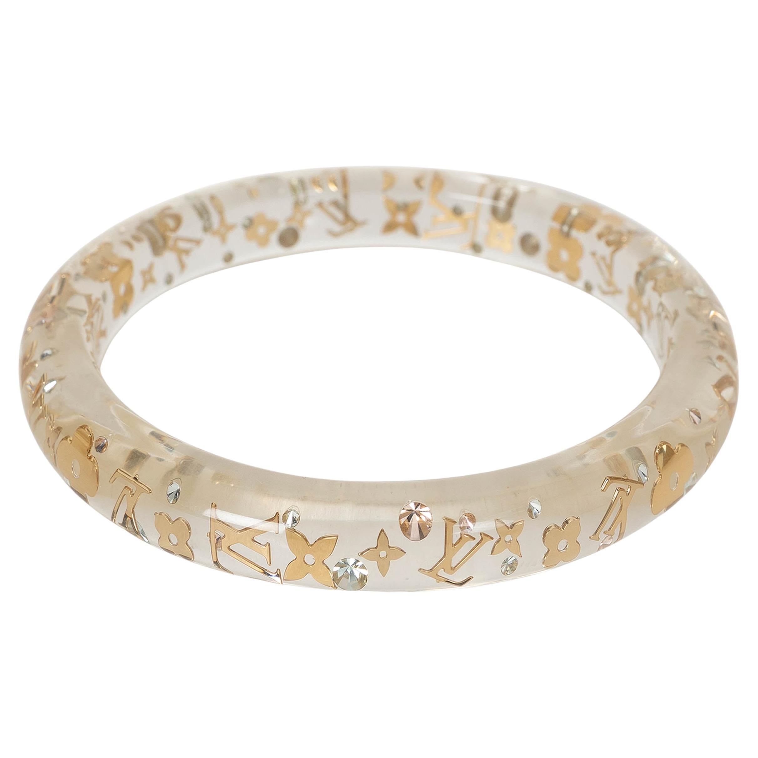 LOUIS VUITTON clear resin INCLUSION MONOGRAM NARROW Bangle Bracelet