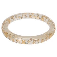 LOUIS VUITTON clear resin INCLUSION MONOGRAM NARROW Bangle Bracelet