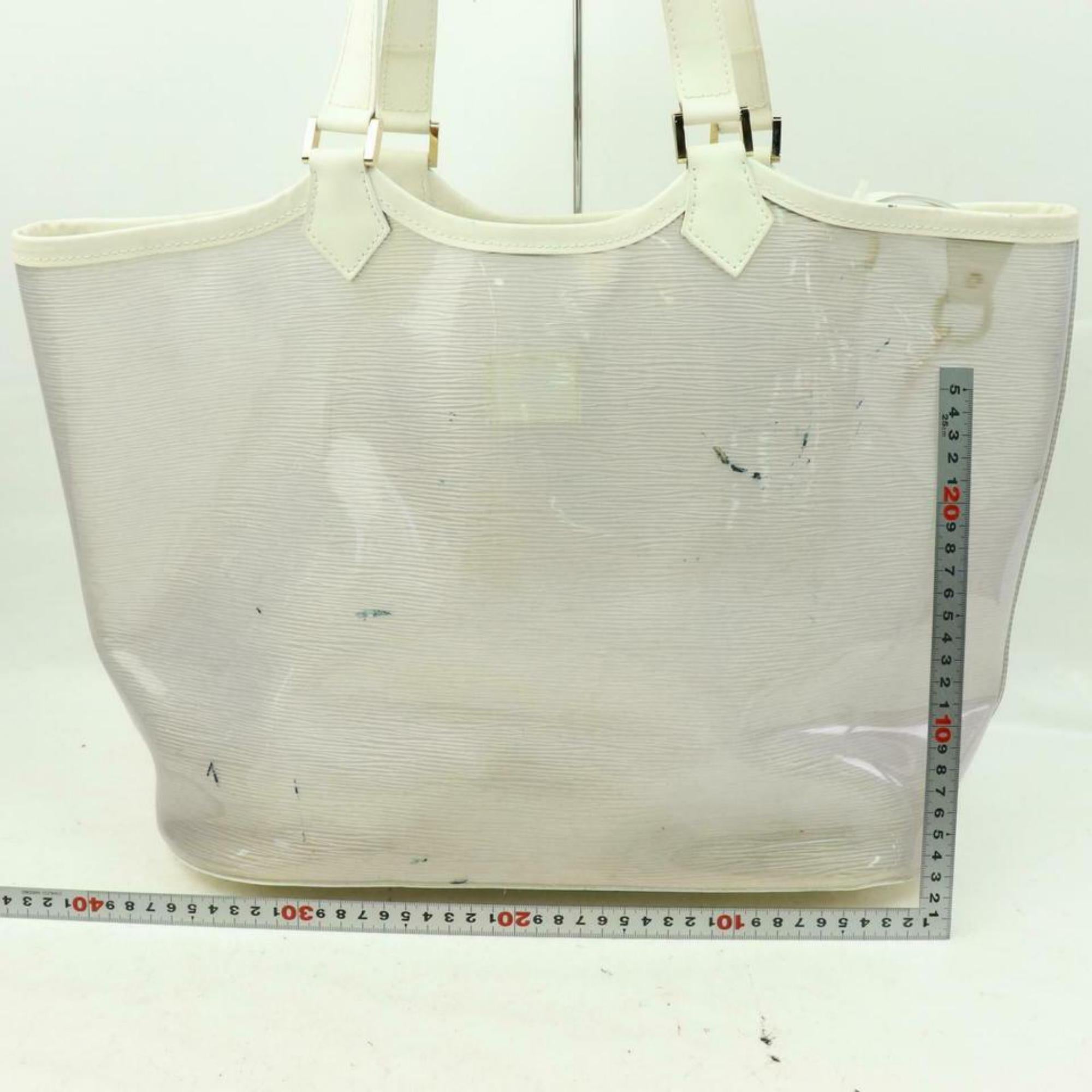 Louis Vuitton Clear Translucent Epi Lagoon Bay Clear 870328 White Vinyl Tote For Sale 1