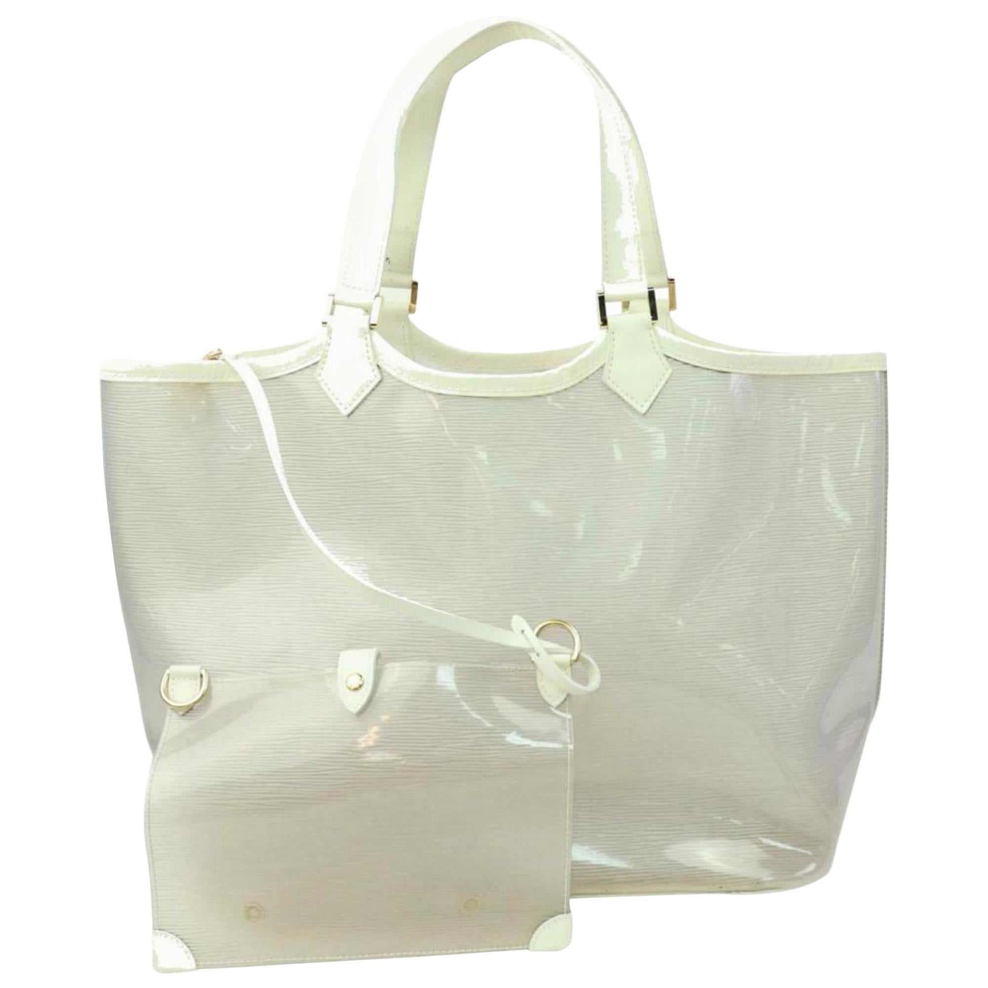 Louis Vuitton Clear Translucent Epi Lagoon Bay Clear 870328 White Vinyl Tote For Sale