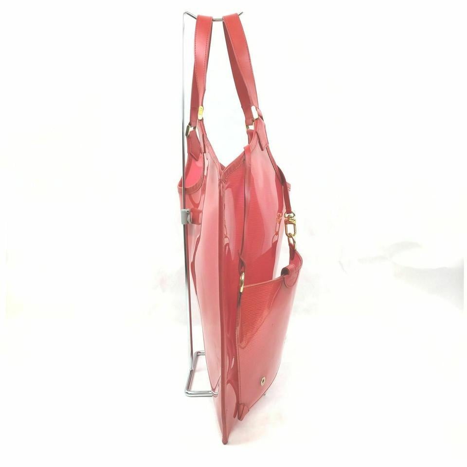 Louis Vuitton Clear Translucent Lagoon Bay Red Epi Plage Tote with Pouch 861015 1