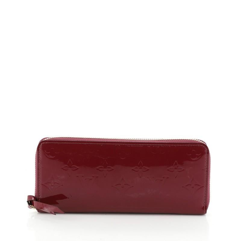 Red Louis Vuitton Clemence Wallet Monogram Vernis