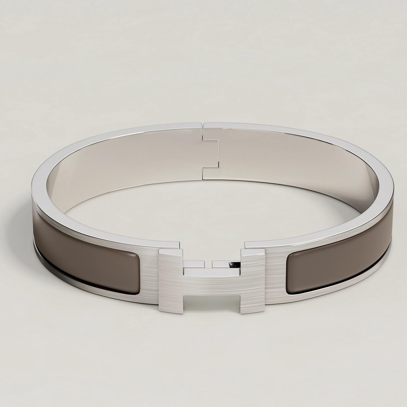  Louis Vuitton Clic HH Bracelet Étain Mat Émail Taille T5 18.5cm Pour femmes 