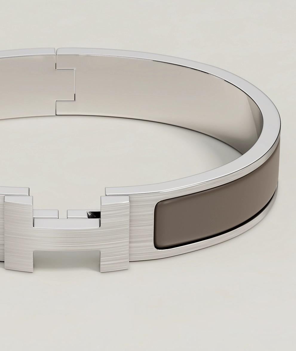 Louis Vuitton Clic HH Bracelet Étain Mat Émail Taille T5 18.5cm 1
