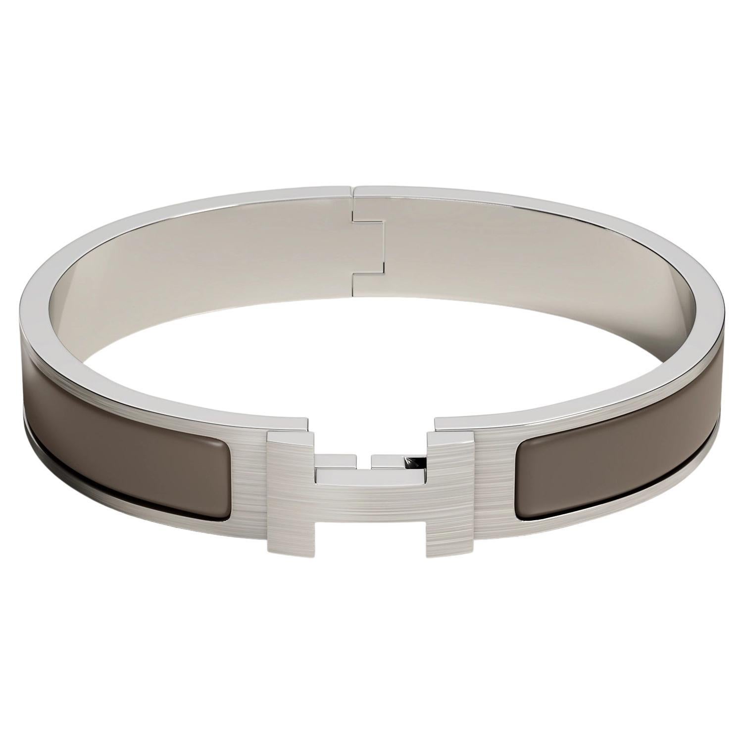 Louis Vuitton Clic HH Bracelet Étain Mat Émail Taille T5 18.5cm