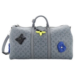 Louis Vuitton Black Monogram Shadow leather Keepall Bandoulière 50 at  1stDibs