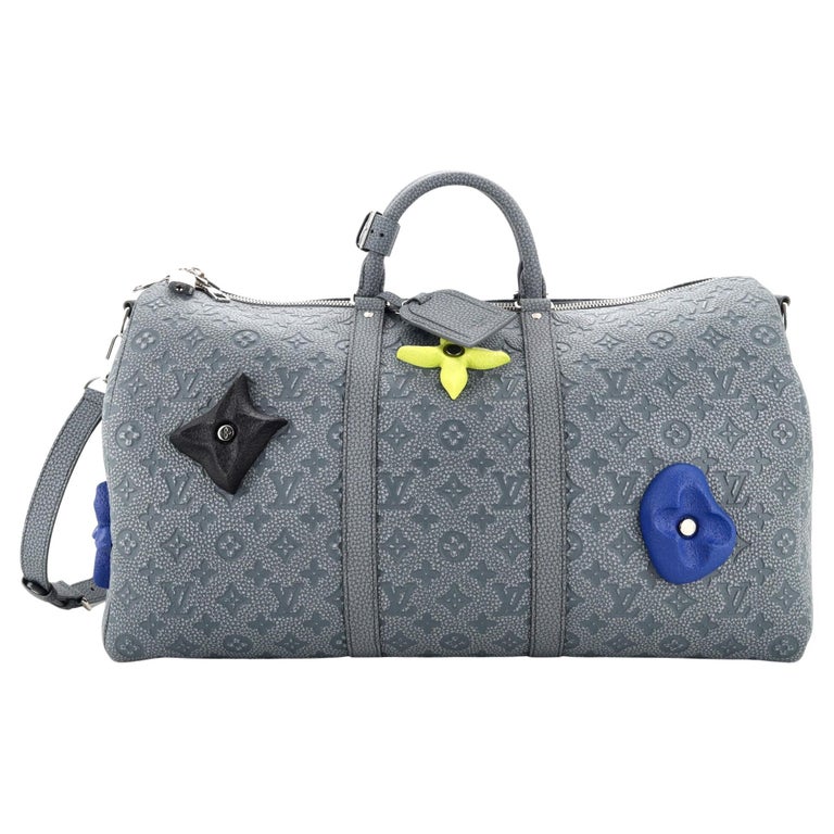 Louis Vuitton Keepall 50B Glitter Silver in Cowhide Leather with
