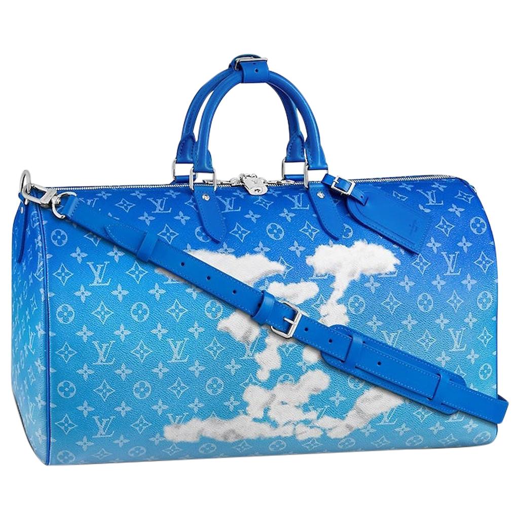 Louis Vuitton Mini Keepall Monogram Bandana Bleached Blue for Men