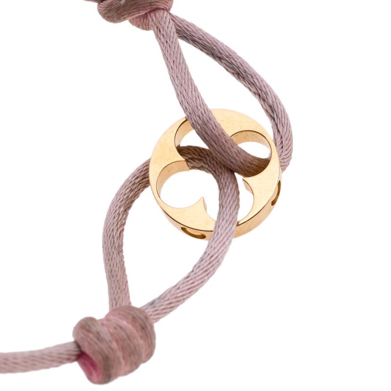 Contemporary Louis Vuitton Clous 18k Yellow Gold Pink Cord Adjustable Bracelet