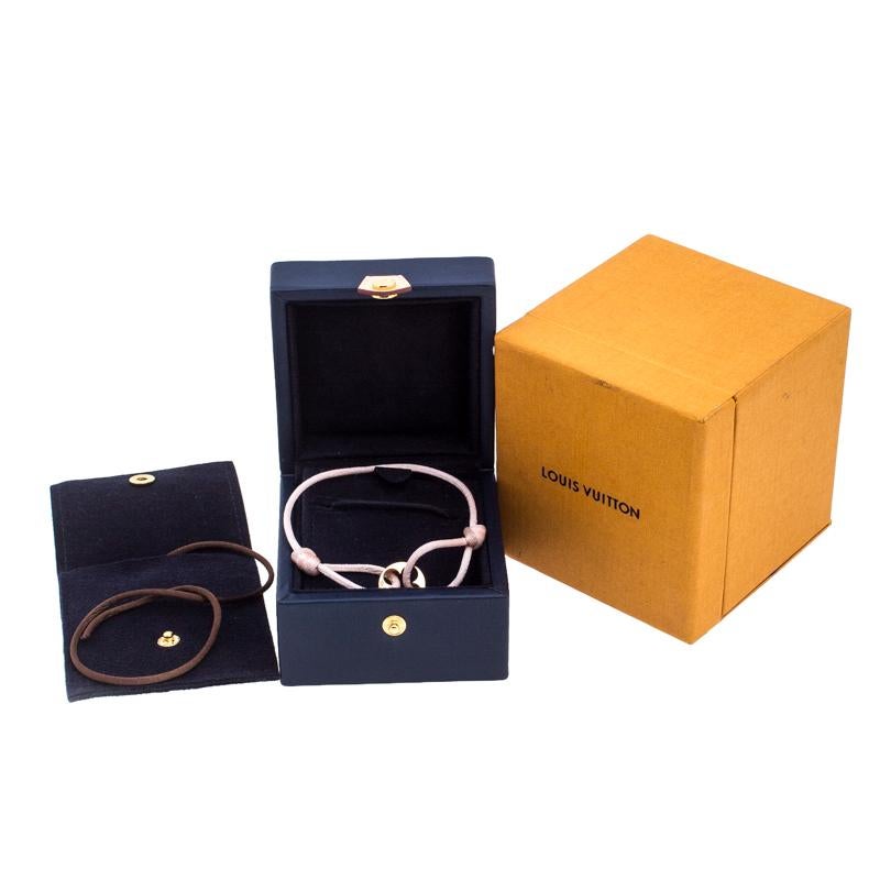 Women's Louis Vuitton Clous 18k Yellow Gold Pink Cord Adjustable Bracelet