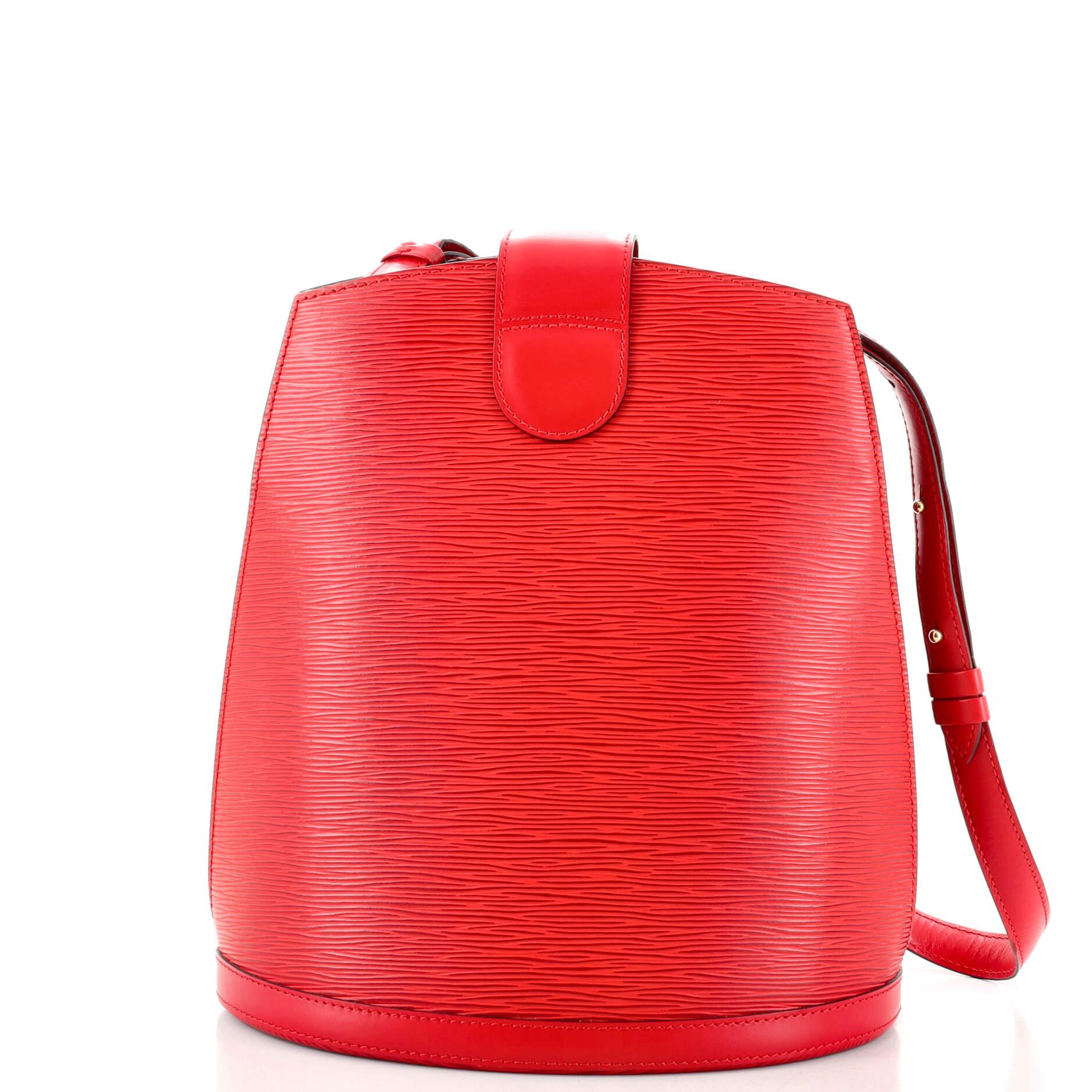 Red Louis Vuitton Cluny Shoulder Bag Epi Leather