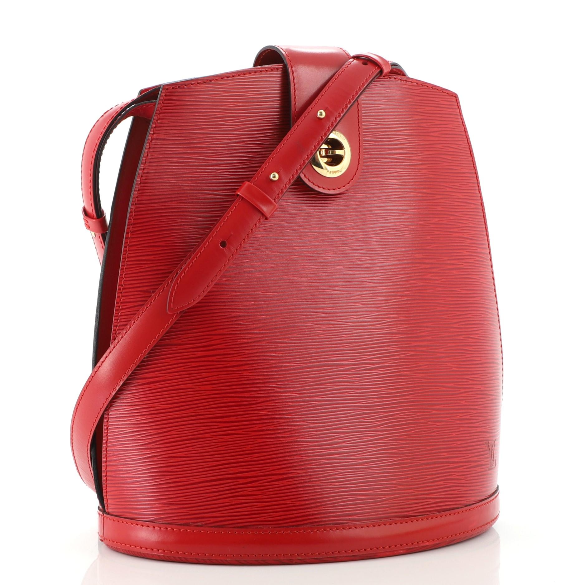 Red Louis Vuitton Cluny Shoulder Bag Epi Leather