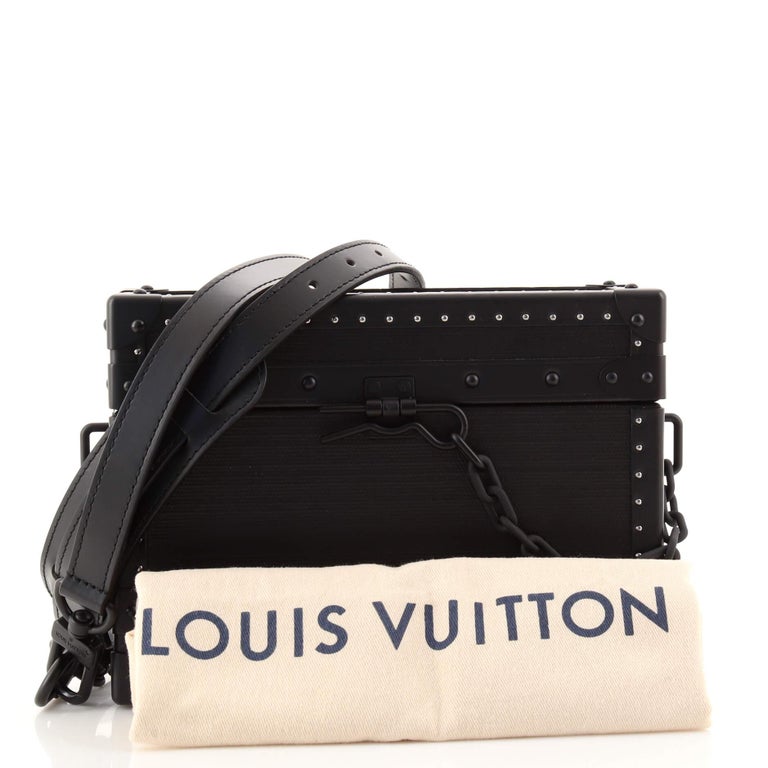 Louis Vuitton Clutch Box Bag Absolute Black Coated Canvas For Sale at