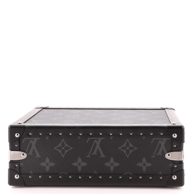Louis Vuitton Clutch Box Bag Monogram Eclipse and Leather For Sale at