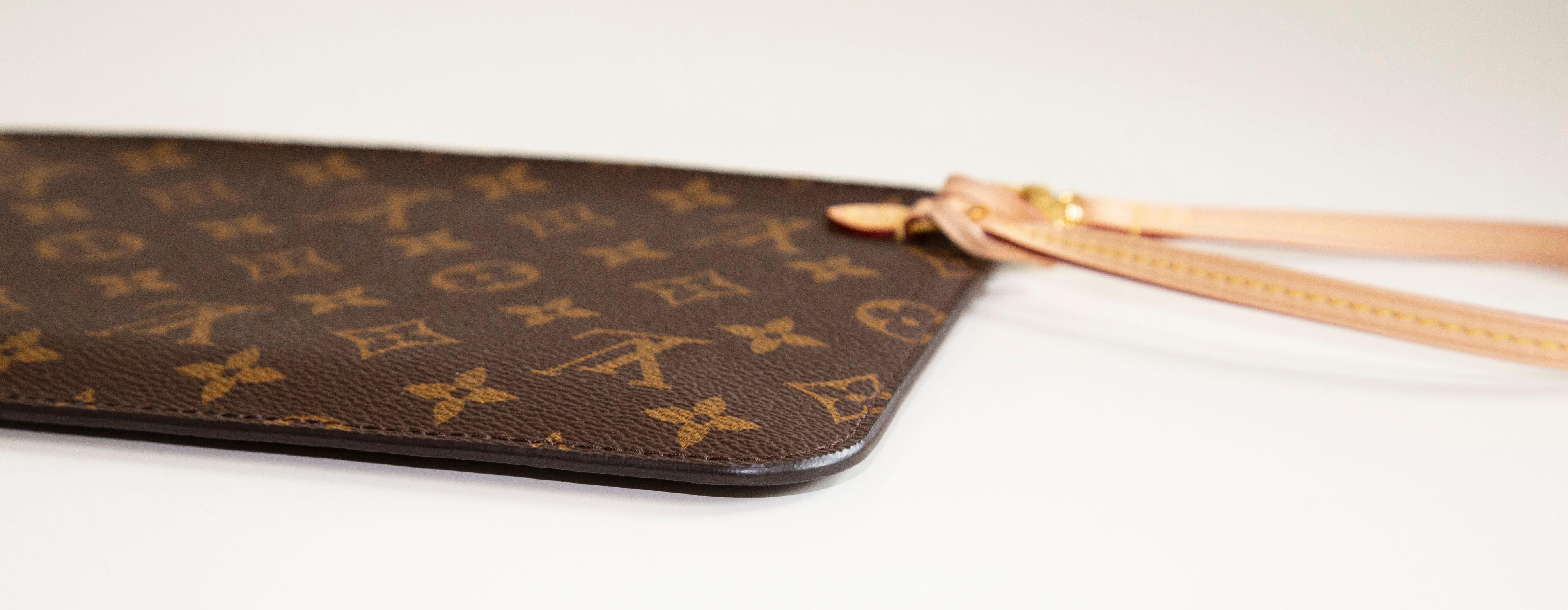 Gray Louis Vuitton Clutch Neverfull Brown Monogram Vinyl Coated Canvas
