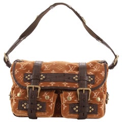 Louis Vuitton Clyde Handbag Monogram Velour and Alligator