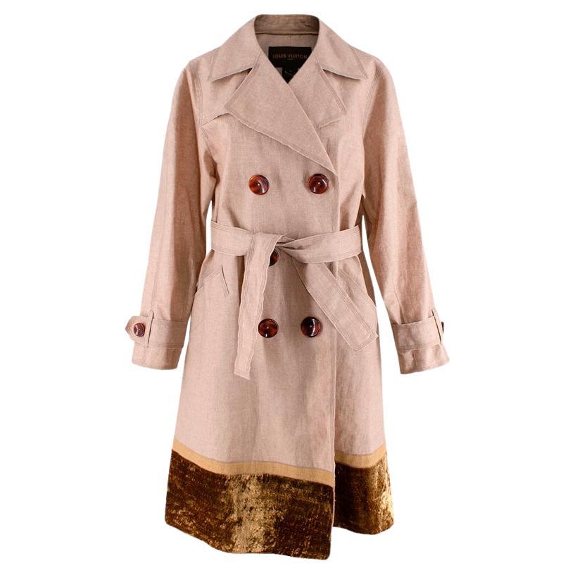 Louis Vuitton Coated Linen Trench Coat with Velvet and Lace Trims For Sale