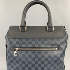 LOUIS VUITTON Cobalt & Black Damier Leather Trim Canvas Greenwich Tote Bag