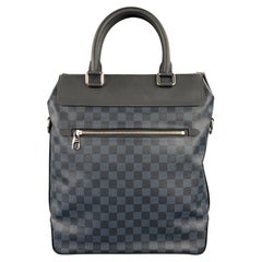 LOUIS VUITTON Cobalt & Schwarzer Damier Lederbesatz Canvas Greenwich Tote Bag