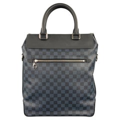 LOUIS VUITTON Cobalt & Black Damier Leather Trim Canvas Greenwich Tote Bag