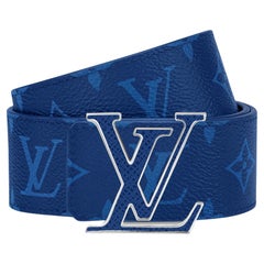 Louis Vuitton Cobalt Blue Monogram Canvas LV Initials 40mm Reversible Belt