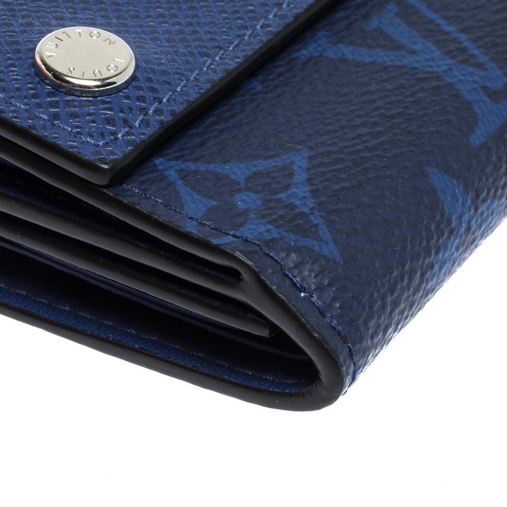 Purple Louis Vuitton Cobalt Monogram Taigarama Discovery Compact Wallet