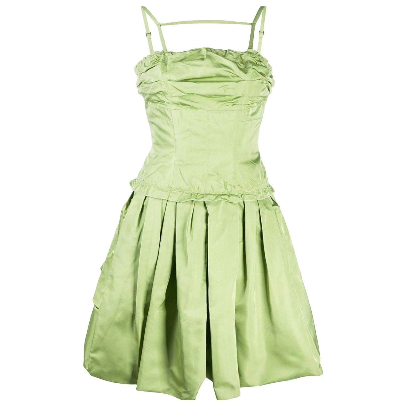 Louis Vuitton Cocktail Green Silk Dress