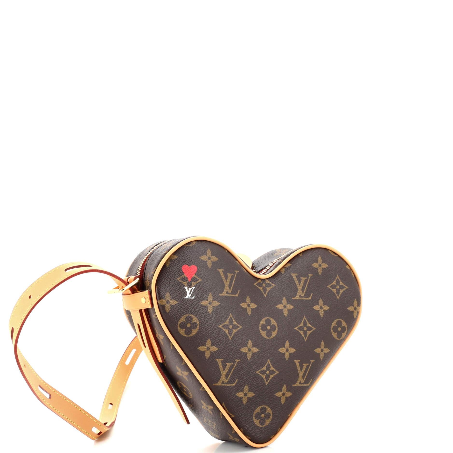 Louis Vuitton Limited Edition Brown Monogram Coated Canvas Sac Coeur Heart Bag with Gold Hardware