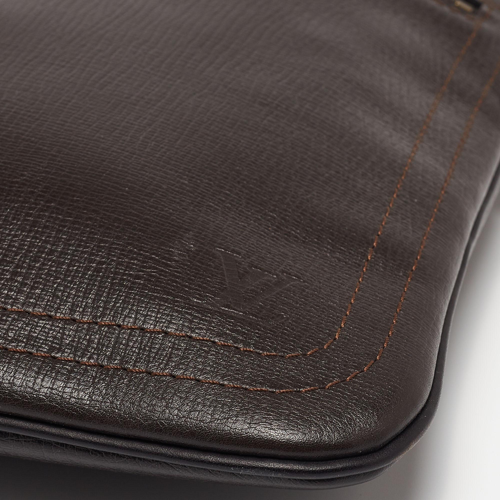 Louis Vuitton Coffee Brown Utah Leather Shawnee Messenger Bag 4