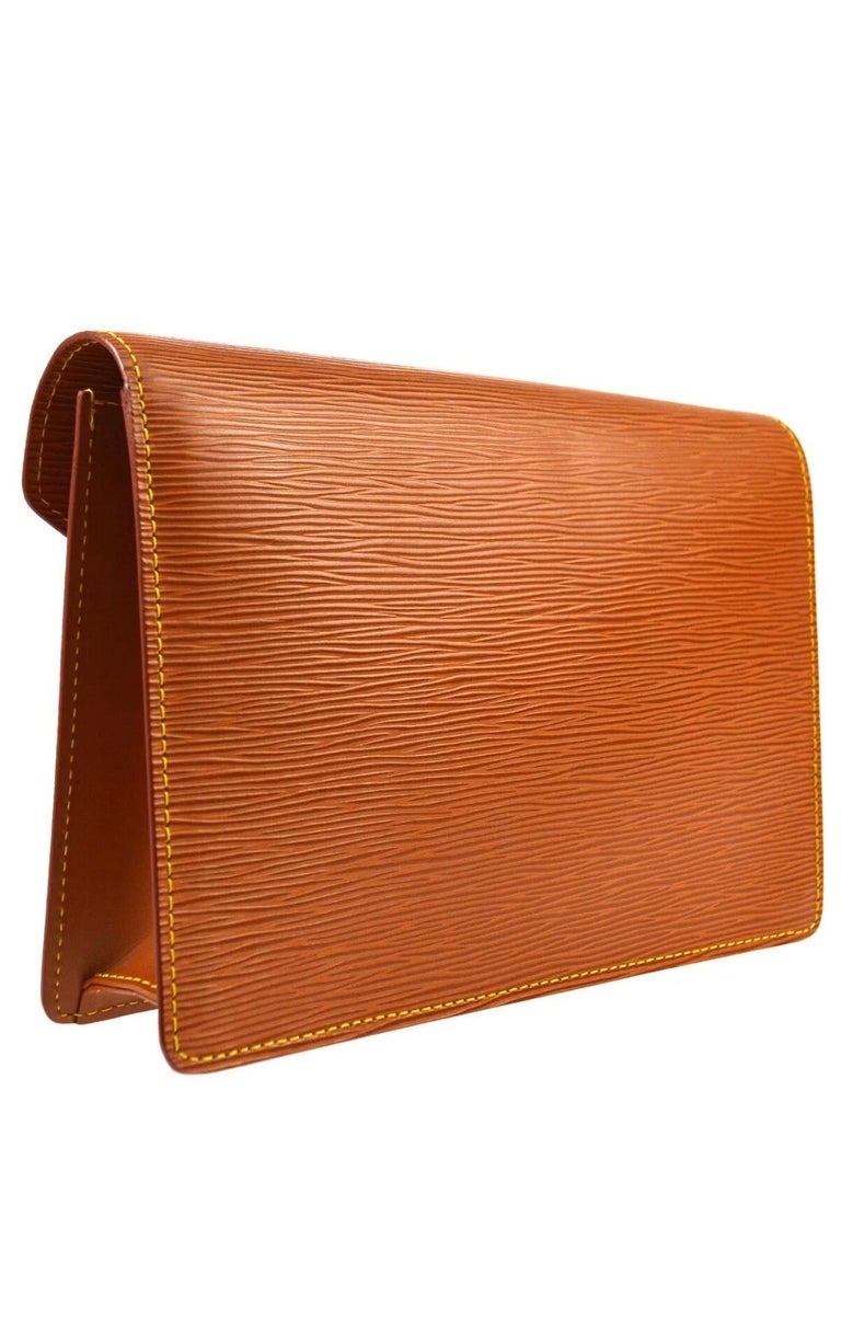 Louis Vuitton Cognac Epi Gold Envelope Wristlet Evening Flap Clutch Bag at  1stDibs