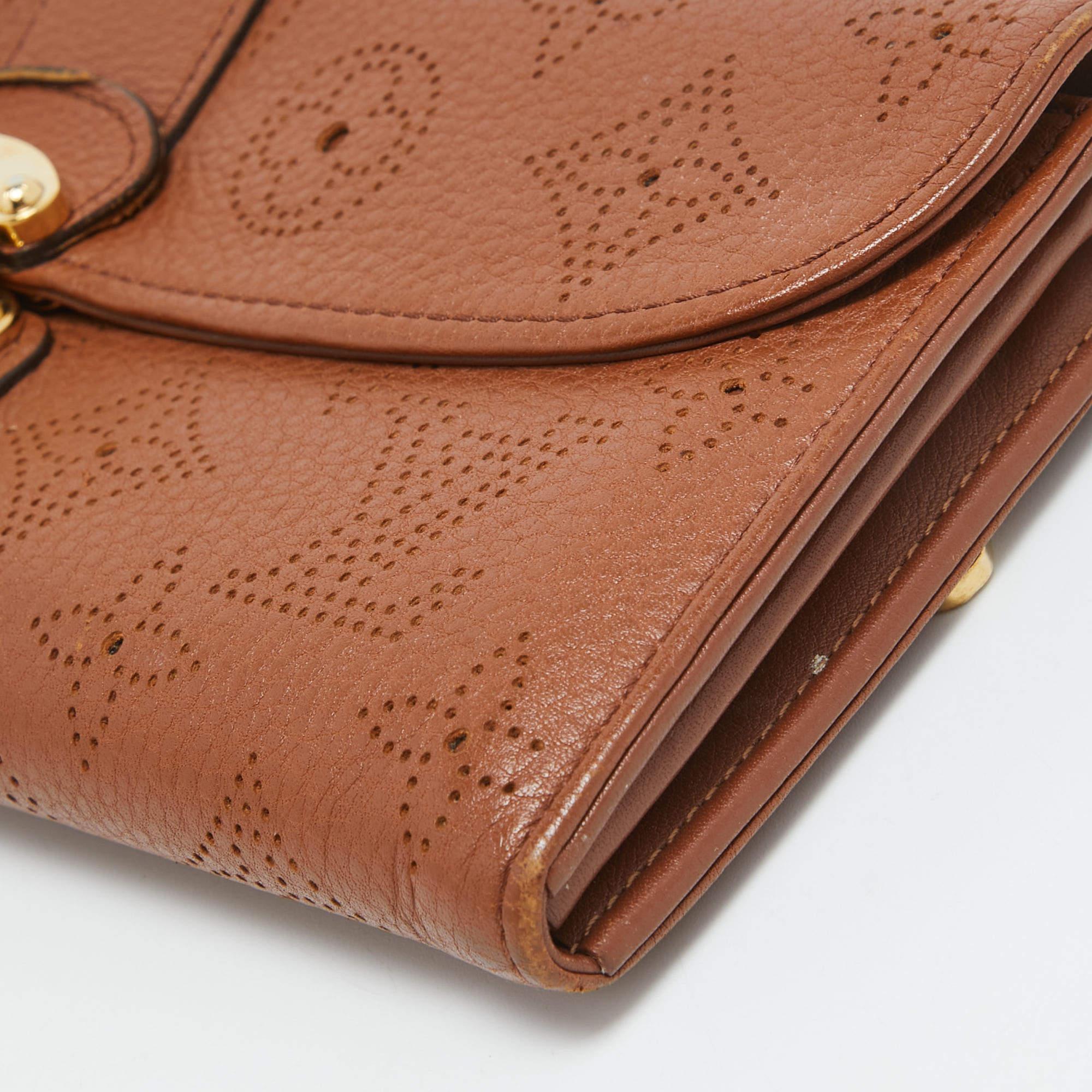 Women's Louis Vuitton Cognac Monogram Mahina Leather Amelia Wallet