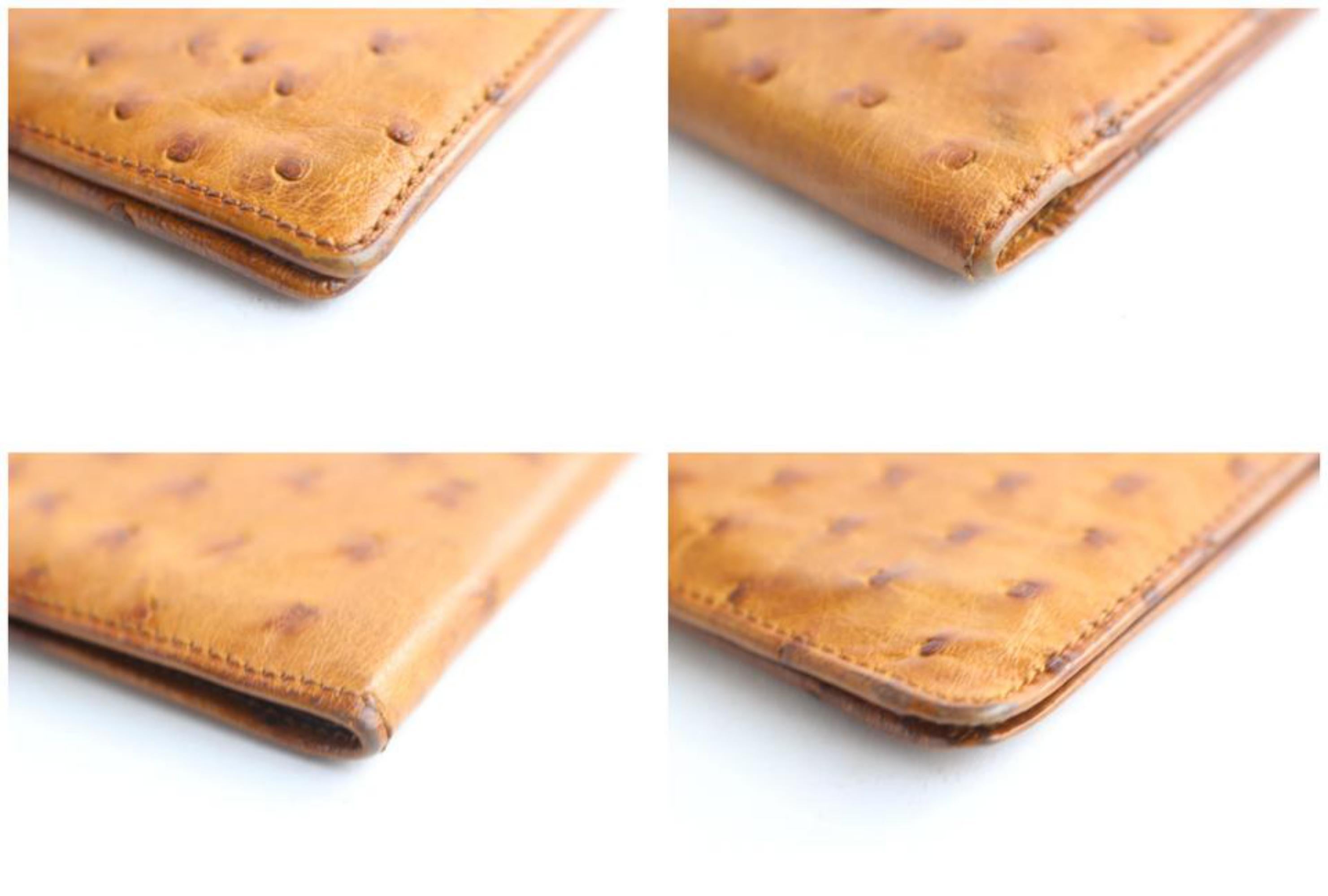 Louis Vuitton Cognac Ostrich Bifold 3lr0703 Wallet In Excellent Condition In Forest Hills, NY